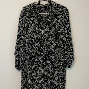 Jones New York Shift Dress Black White Size 16